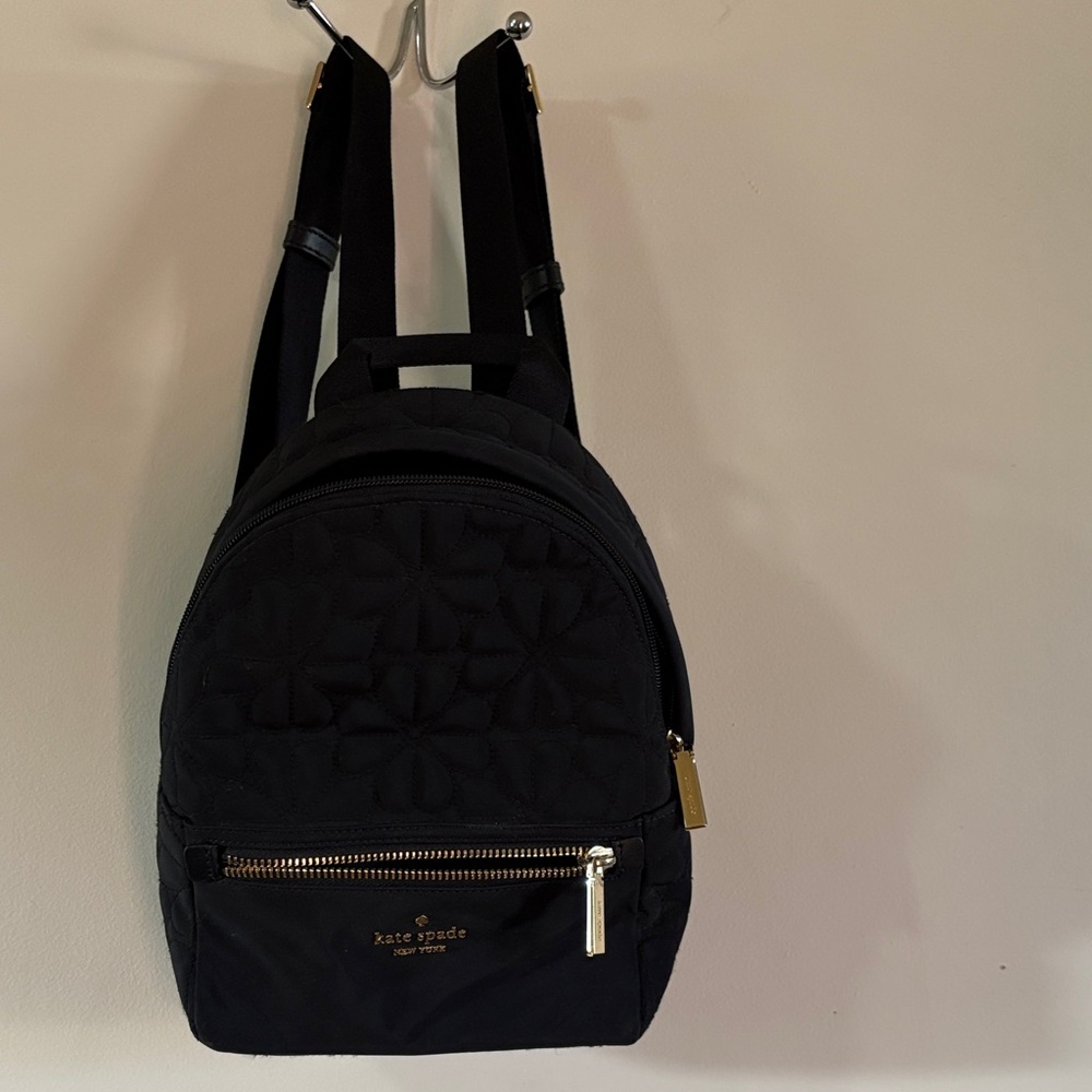 kate spade Black Quilted Mini Backpack with Gold Hardware